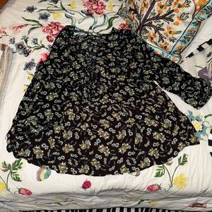 Floral Black Blouse